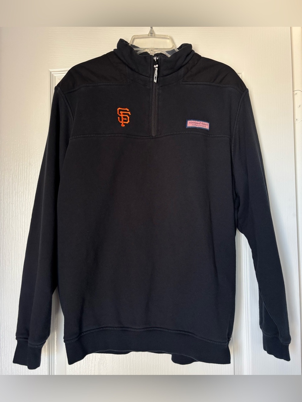 San Francisco Giants Sweater Mens Large Gray Vineyard Vines 1/4 Zip Pullover MLB